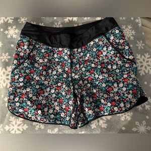 Lands End Floral Patterned Athletic Shorts